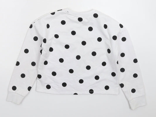 Primark Girls White Polka Dot  Pullover Sweatshirt Size 10-11 Years