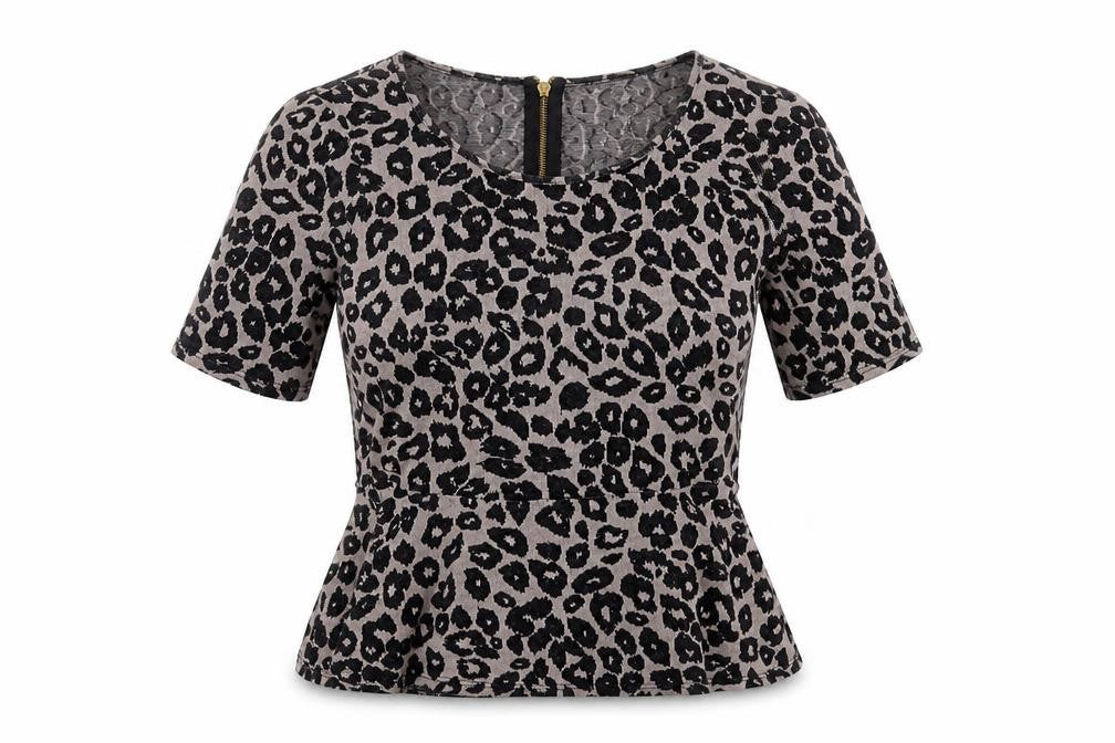 Front view of Next women’s black animal print knit jumper, size UK 10
