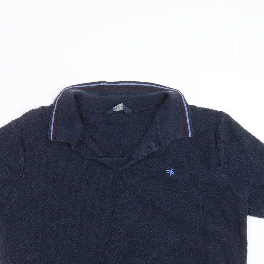Easy Mens Blue Geometric   Polo Size L