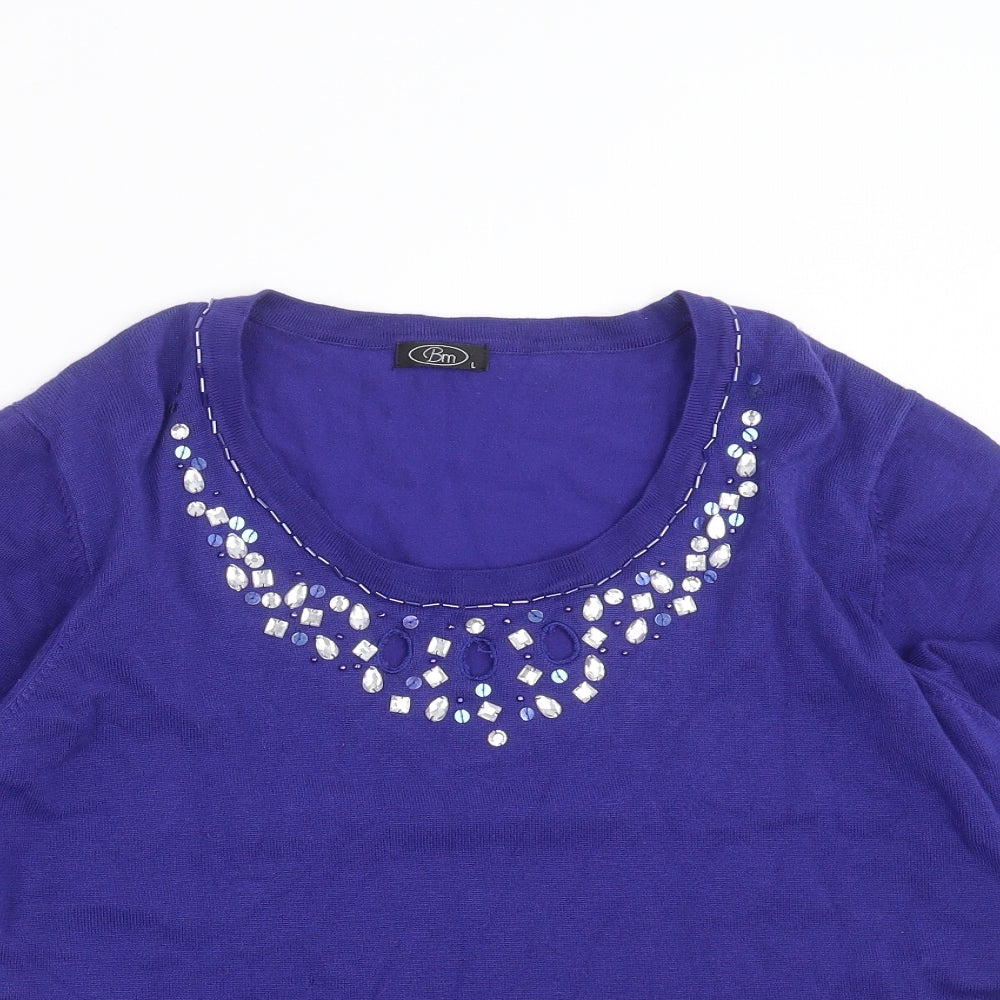 Womens UK Size L BM Blue Pullover Jumper