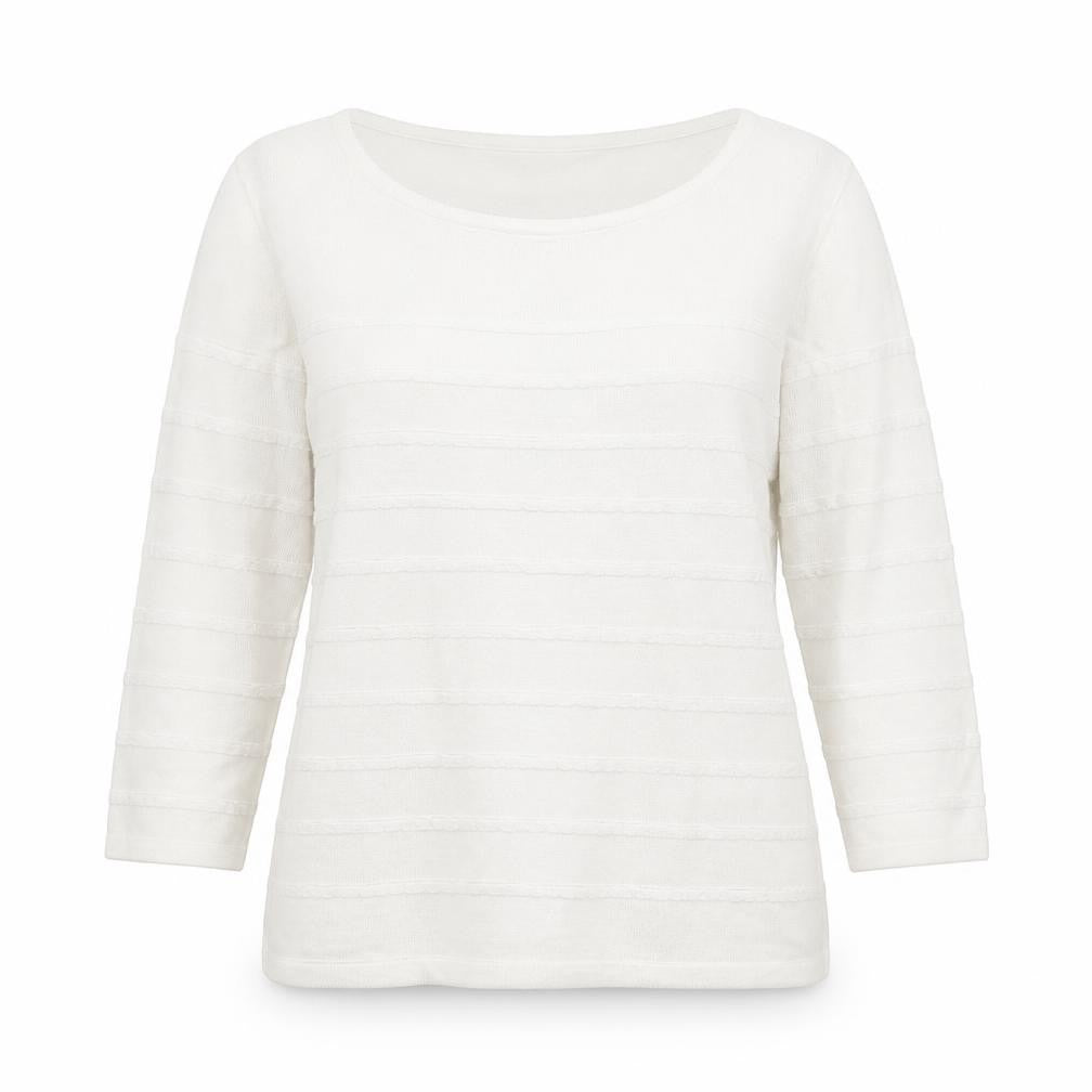 M&Co Womens White Striped Knit Pullover Jumper Size 14