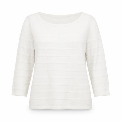 M&Co Womens White Striped Knit Pullover Jumper Size 14