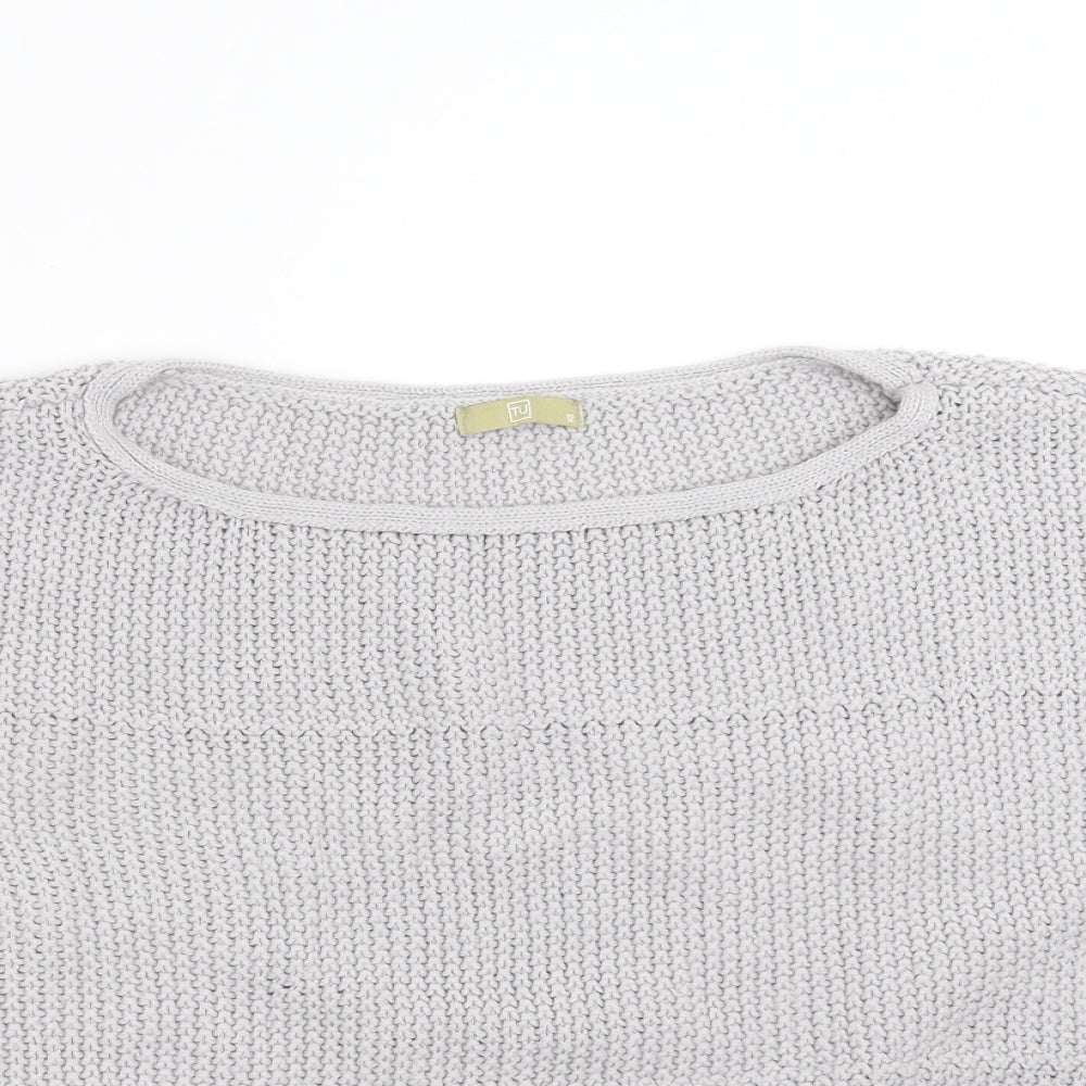 TU Womens Grey  Knit Pullover Jumper Size 12