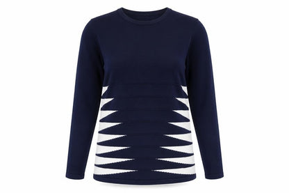 Womens UK Size L B&W Blue Pullover Jumper
