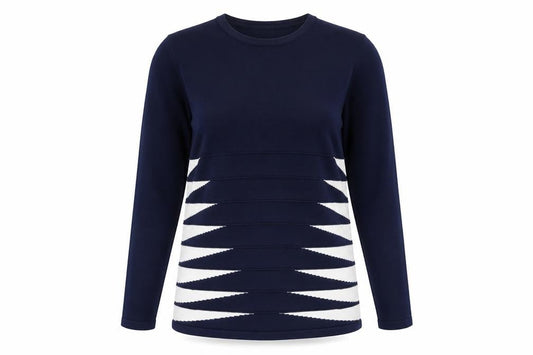 Womens UK Size L B&W Blue Pullover Jumper