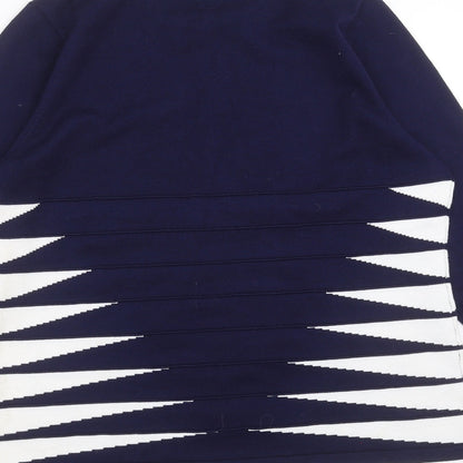 B&W Womens Blue Geometric Knit Pullover Jumper Size L