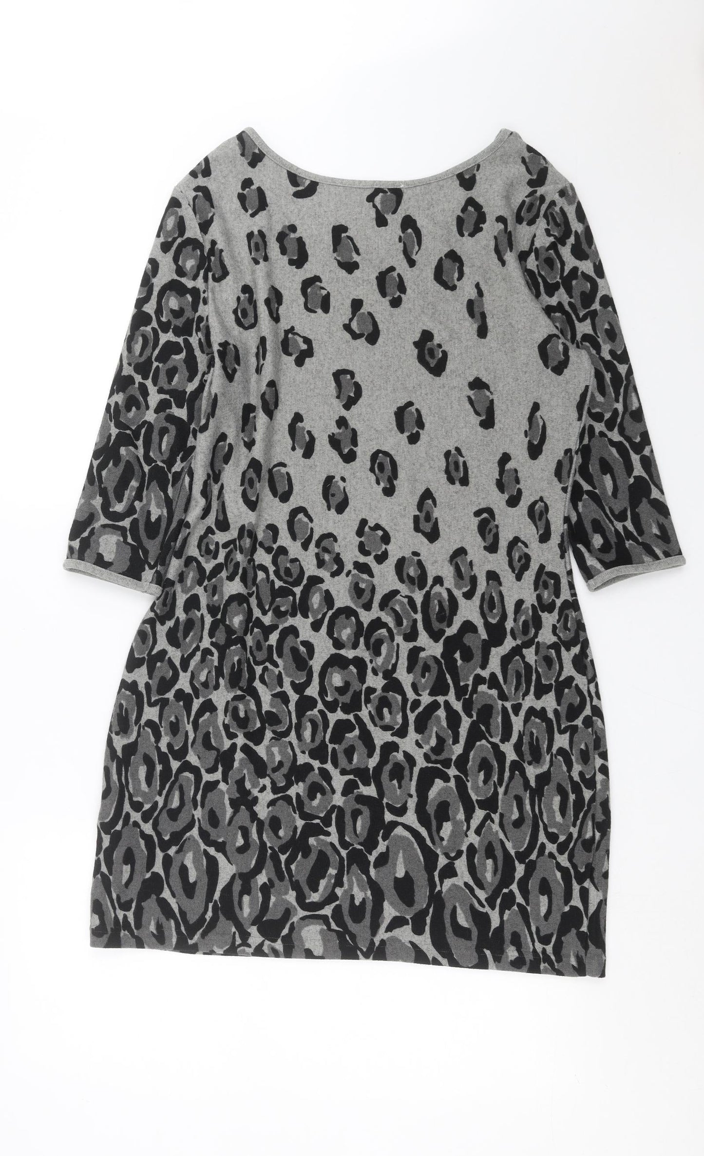 Inspire Collection Womens Grey Animal Print Knit Jumper Dress  Size S