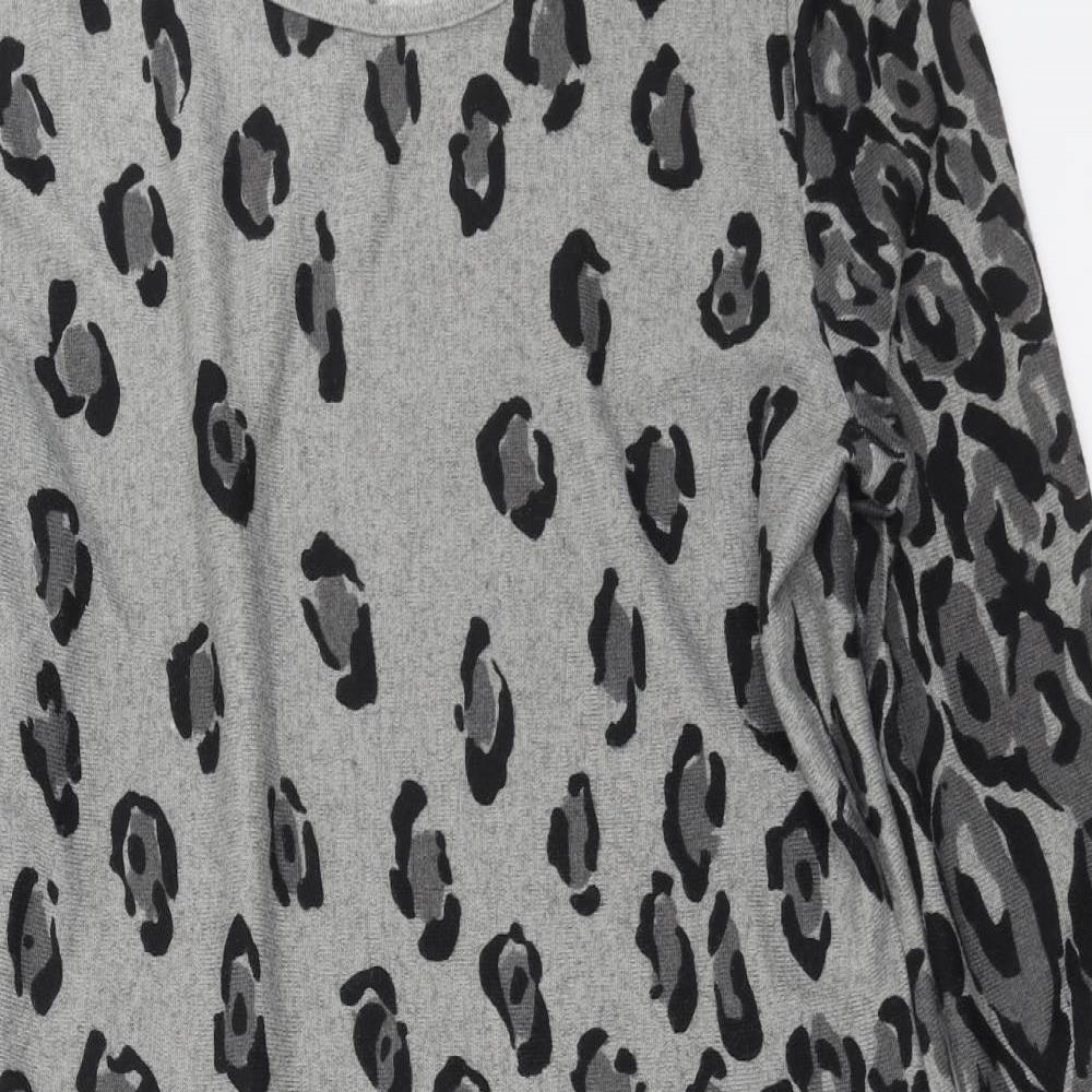 Inspire Collection Womens Grey Animal Print Knit Jumper Dress  Size S