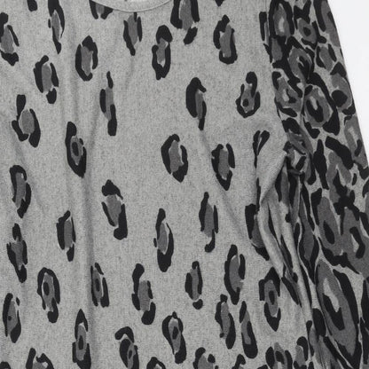 Inspire Collection Womens Grey Animal Print Knit Jumper Dress  Size S