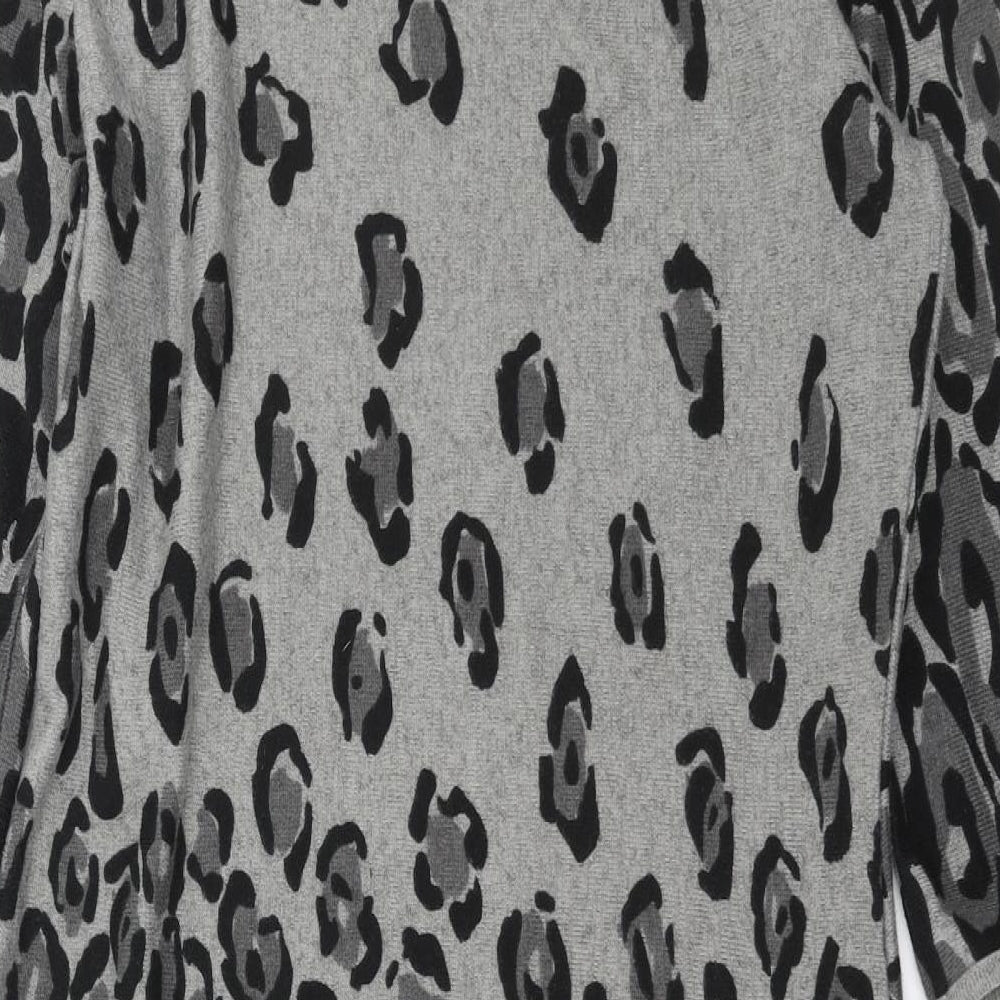Inspire Collection Womens Grey Animal Print Knit Jumper Dress  Size S