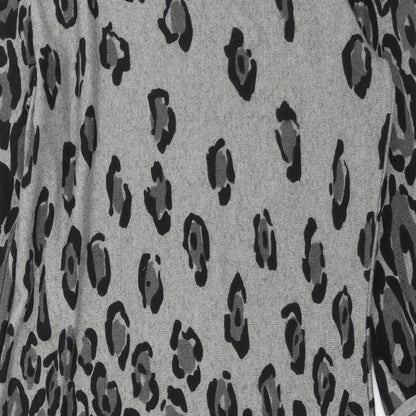 Inspire Collection Womens Grey Animal Print Knit Jumper Dress  Size S