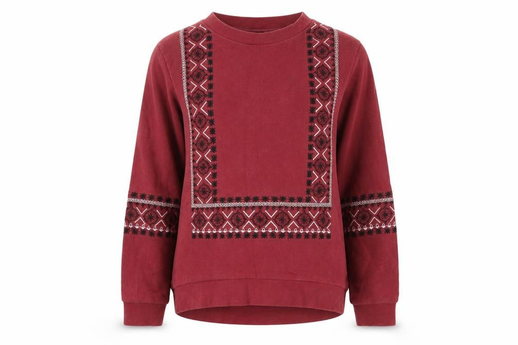 Topshop Womens Red Geometric  Pullover Jumper Size 6