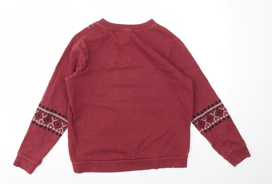 Topshop Womens Red Geometric  Pullover Jumper Size 6