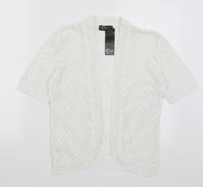 Womens UK Size S CHIC White Cardigan Jumper