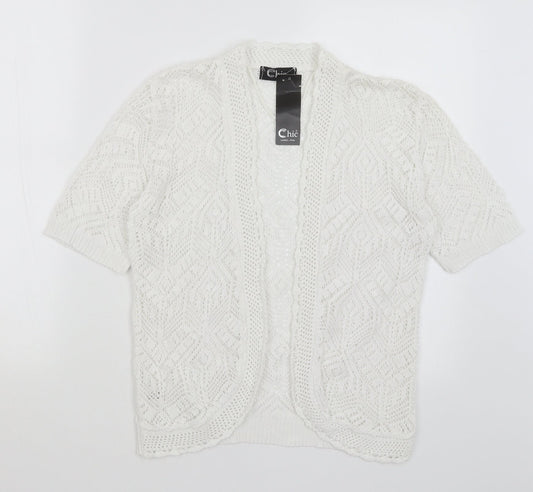 Womens UK Size S CHIC White Cardigan Jumper
