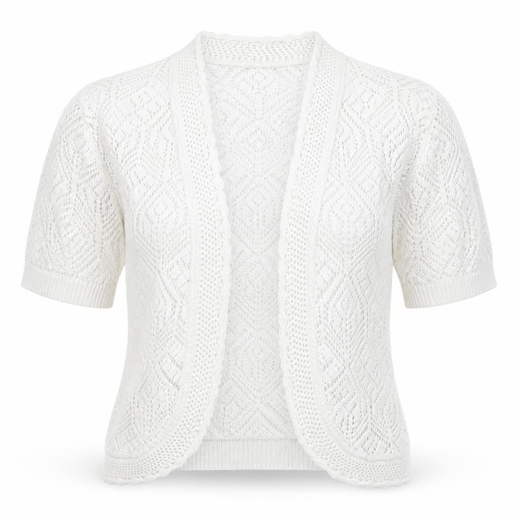 Womens UK Size S CHIC White Cardigan Jumper