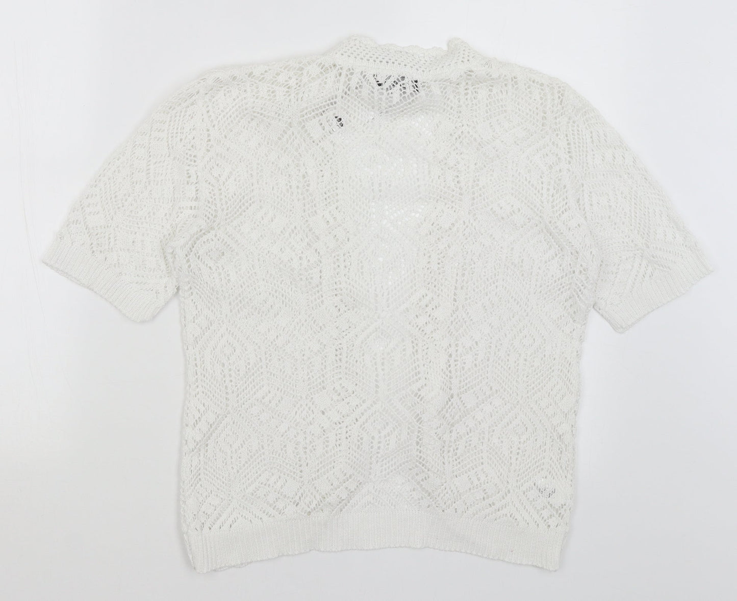 Womens UK Size S CHIC White Cardigan Jumper
