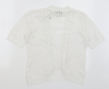 Womens UK Size S CHIC White Cardigan Jumper