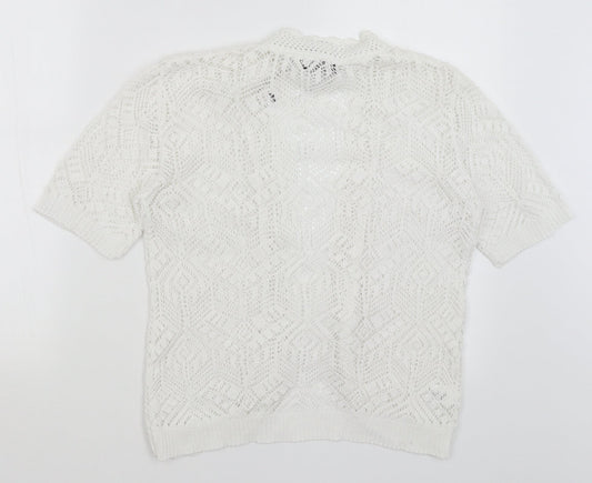Womens UK Size S CHIC White Cardigan Jumper