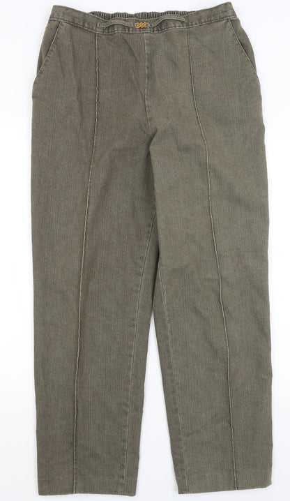 Womens UK Size L Preworn Regular Fit  Green Trousers