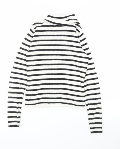 H&M Girls White Striped  Pullover Jumper Size 9 Years