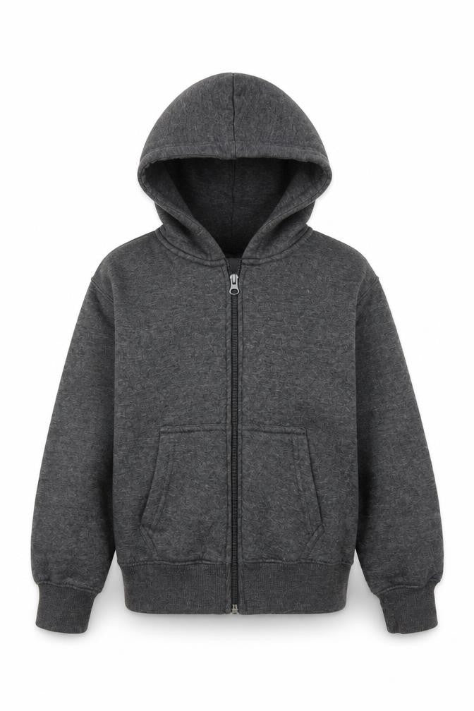 Front view of A2Z 4Kids boys’ grey full zip hoodie, size 7, years