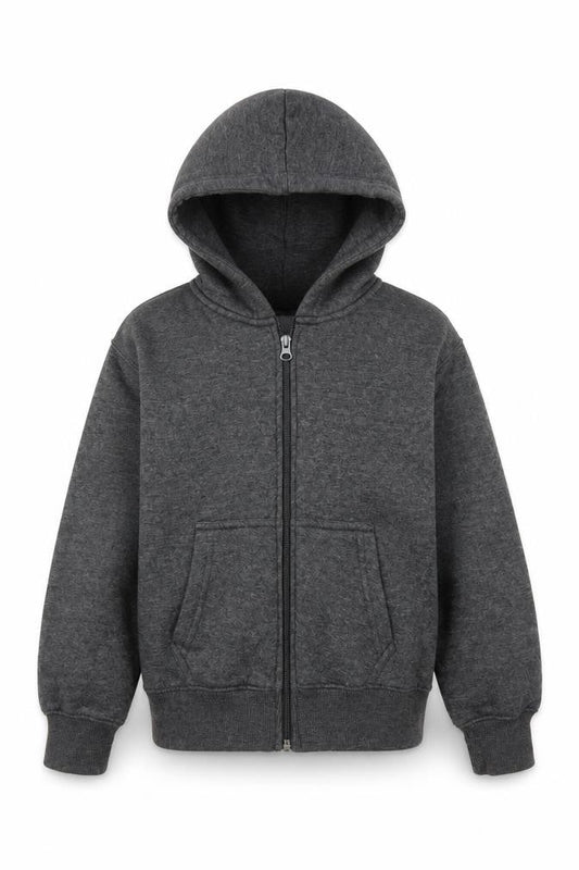 Front view of A2Z 4Kids boys’ grey full zip hoodie, size 7, years