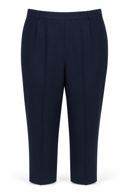 Front view of Preworn women’s blue capri trousers, size L, 27-inch leg