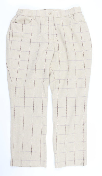 Cotton Traders Womens Beige Plaid  Trousers  Size 16 L29 in