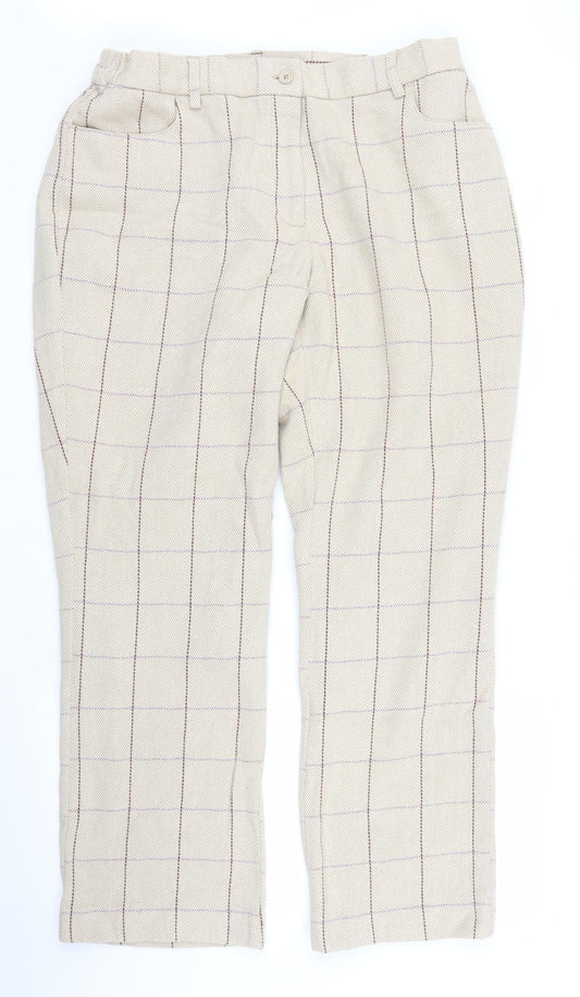Cotton Traders Womens Beige Plaid  Trousers  Size 16 L29 in