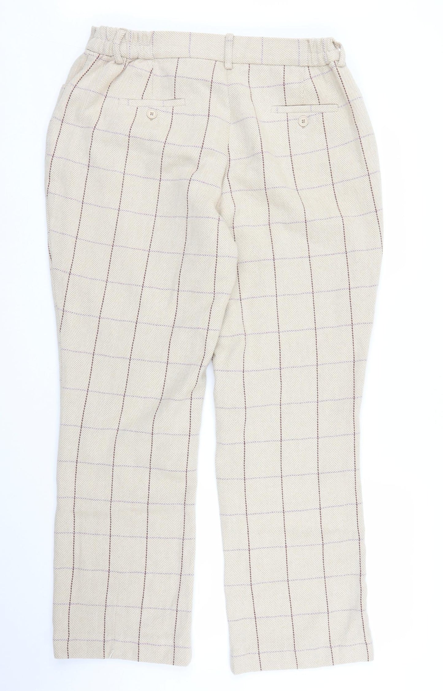 Cotton Traders Womens Beige Plaid  Trousers  Size 16 L29 in