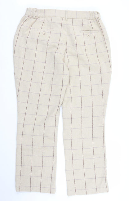 Cotton Traders Womens Beige Plaid  Trousers  Size 16 L29 in