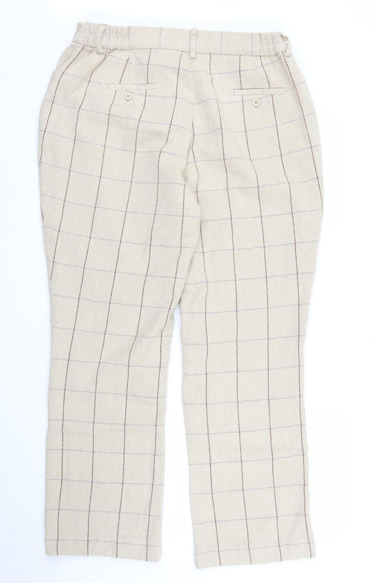 Cotton Traders Womens Beige Plaid  Trousers  Size 16 L29 in