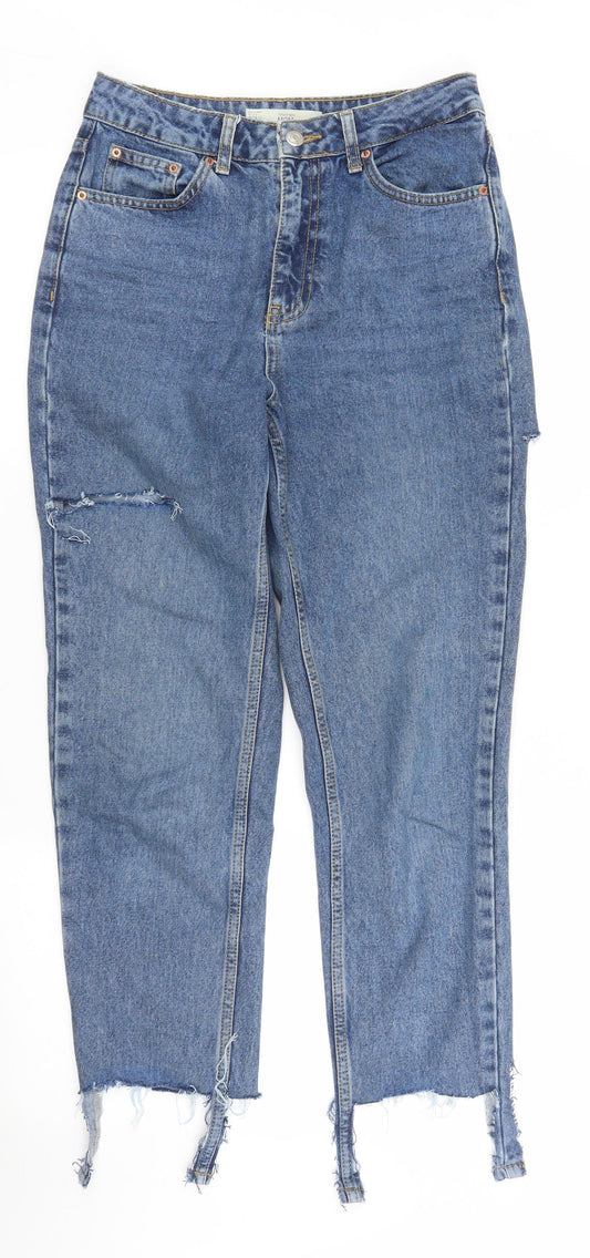 Topshop Womens Blue  Denim Mom Jeans Size M L28 in