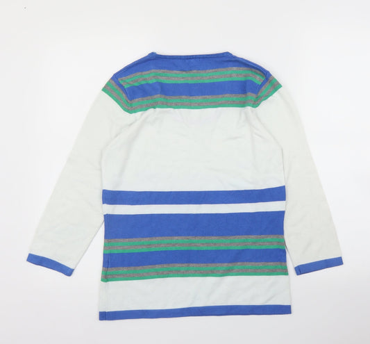 I/Text Womens White Striped  Pullover Jumper Size S