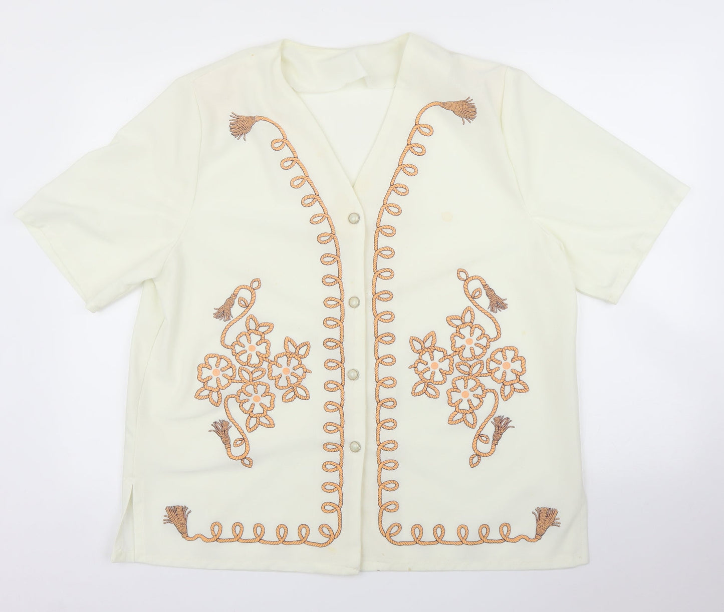 Womens UK Size XL Preworn Beige Basic Blouse