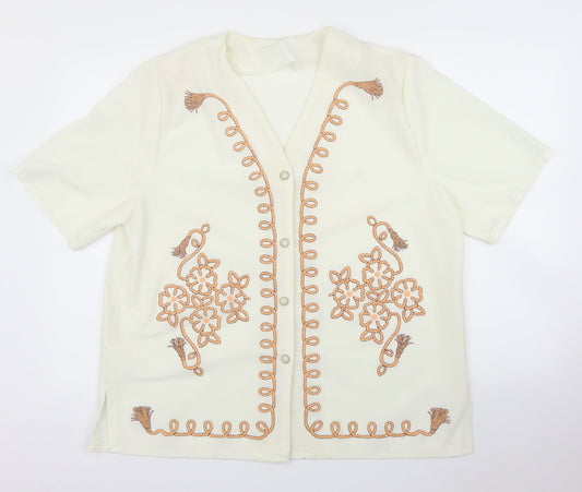 Womens UK Size XL Preworn Beige Basic Blouse