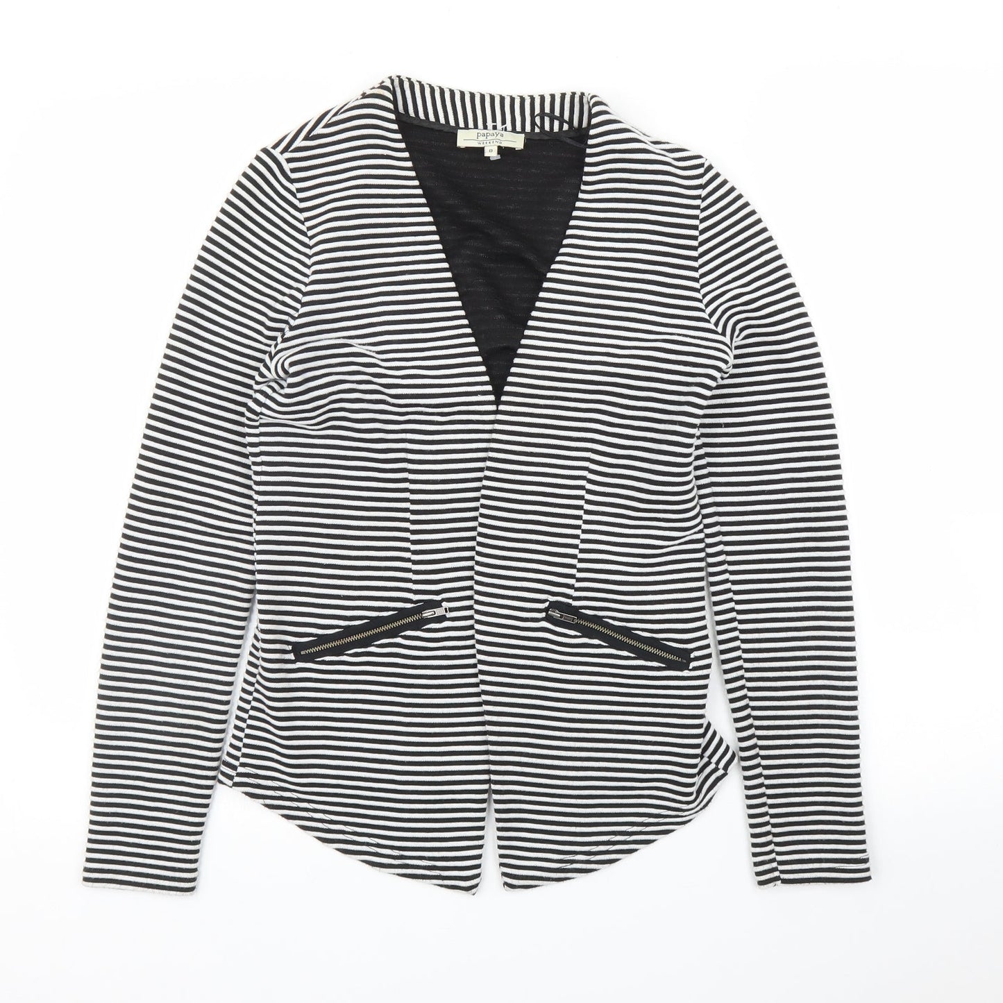 Papaya Womens Black Striped  Jacket Blazer Size 8