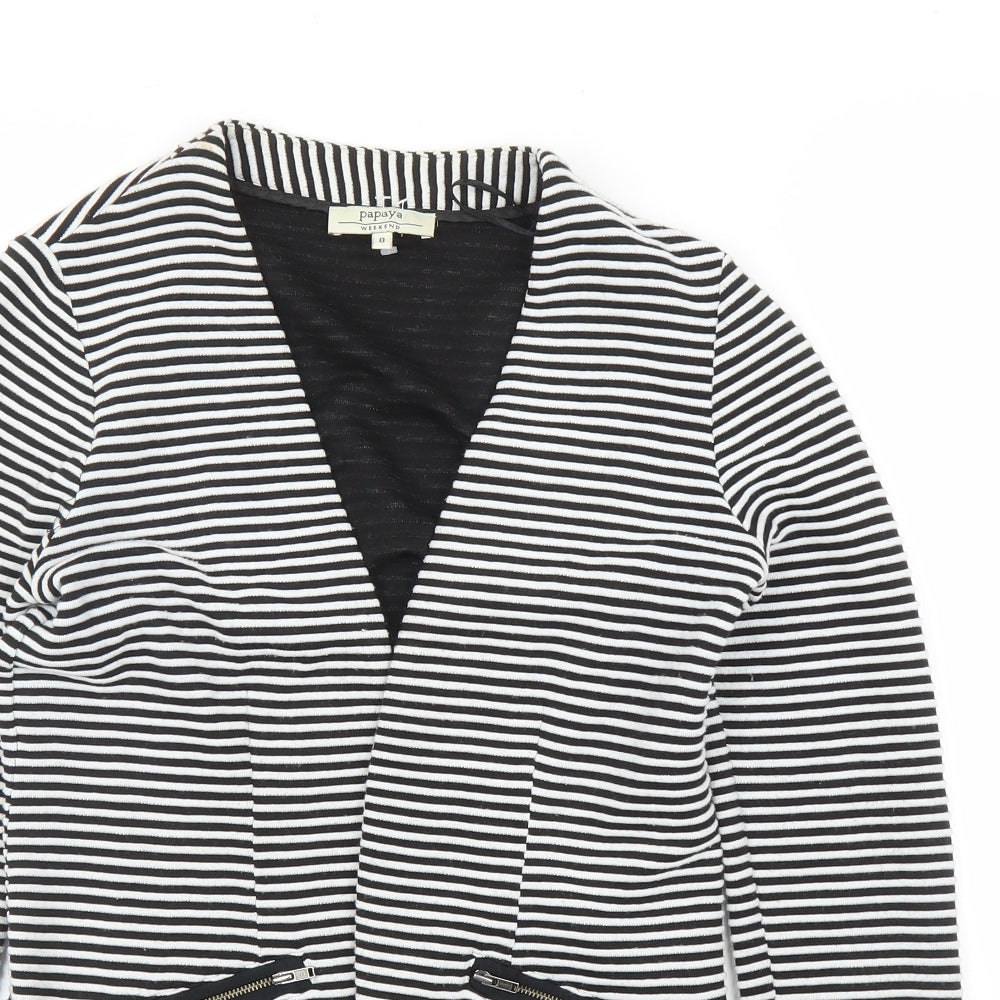 Papaya Womens Black Striped  Jacket Blazer Size 8