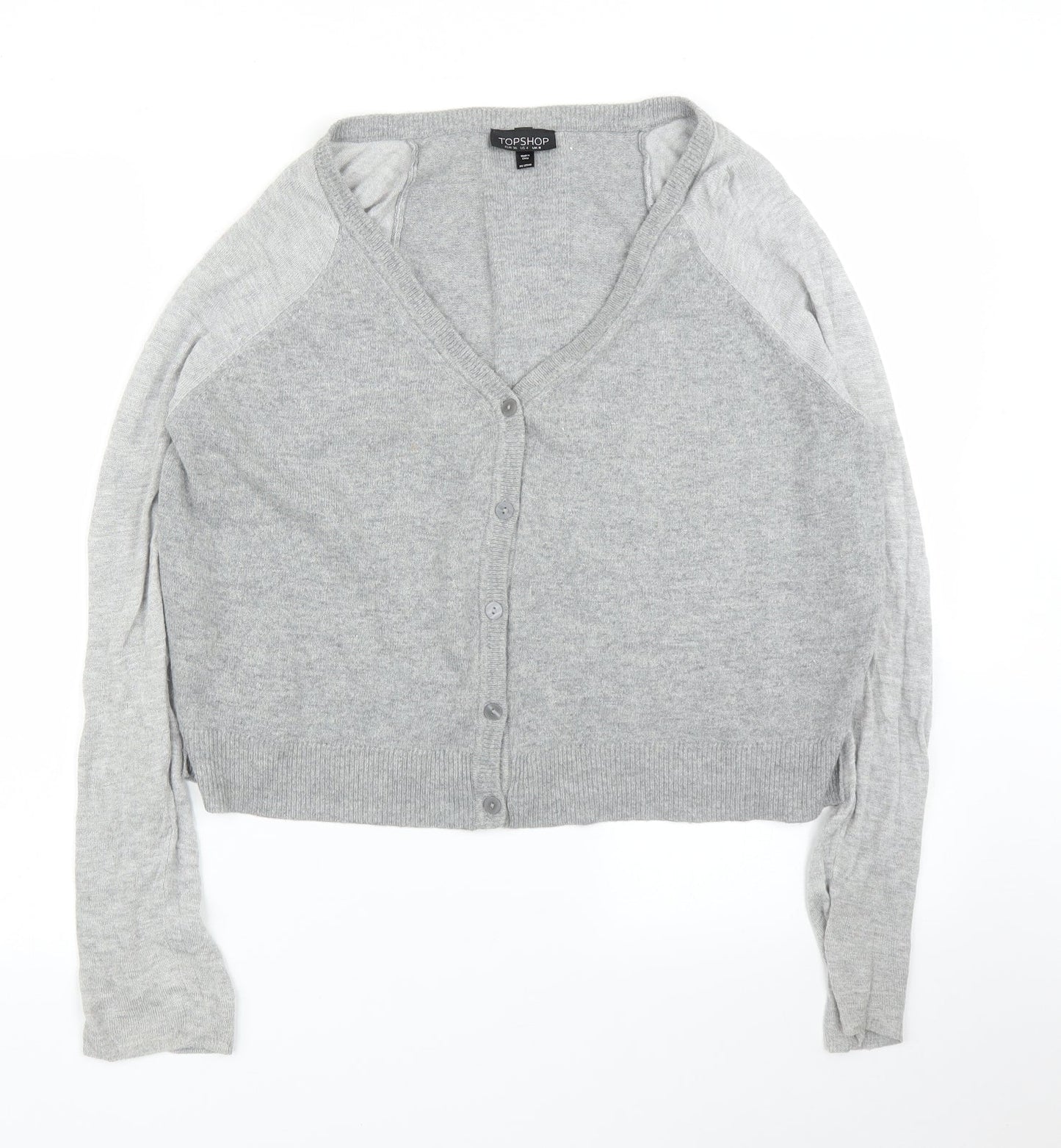 Womens UK Size 8 Topshop Grey Cardigan Jumper