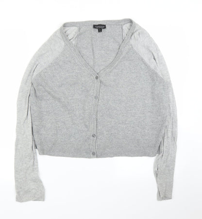 Womens UK Size 8 Topshop Grey Cardigan Jumper