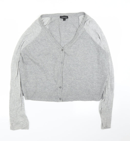 Womens UK Size 8 Topshop Grey Cardigan Jumper