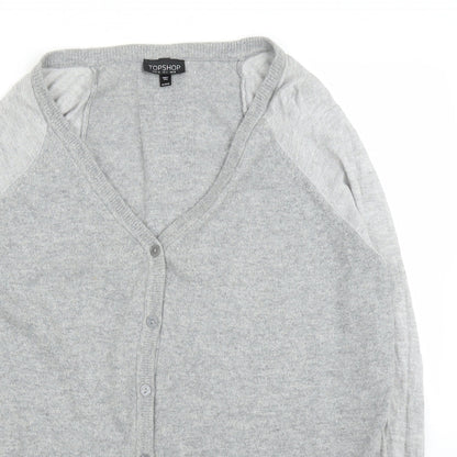 Womens UK Size 8 Topshop Grey Cardigan Jumper