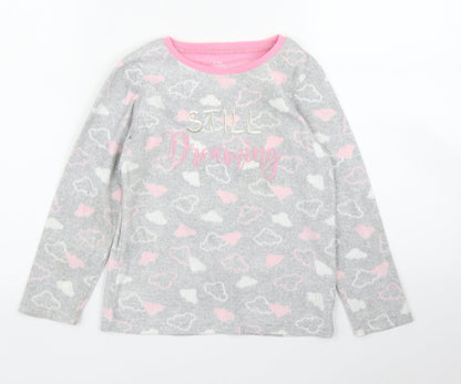 Primark Girls Grey  Fleece Pullover Jumper Size 7 Years  - PJ top
