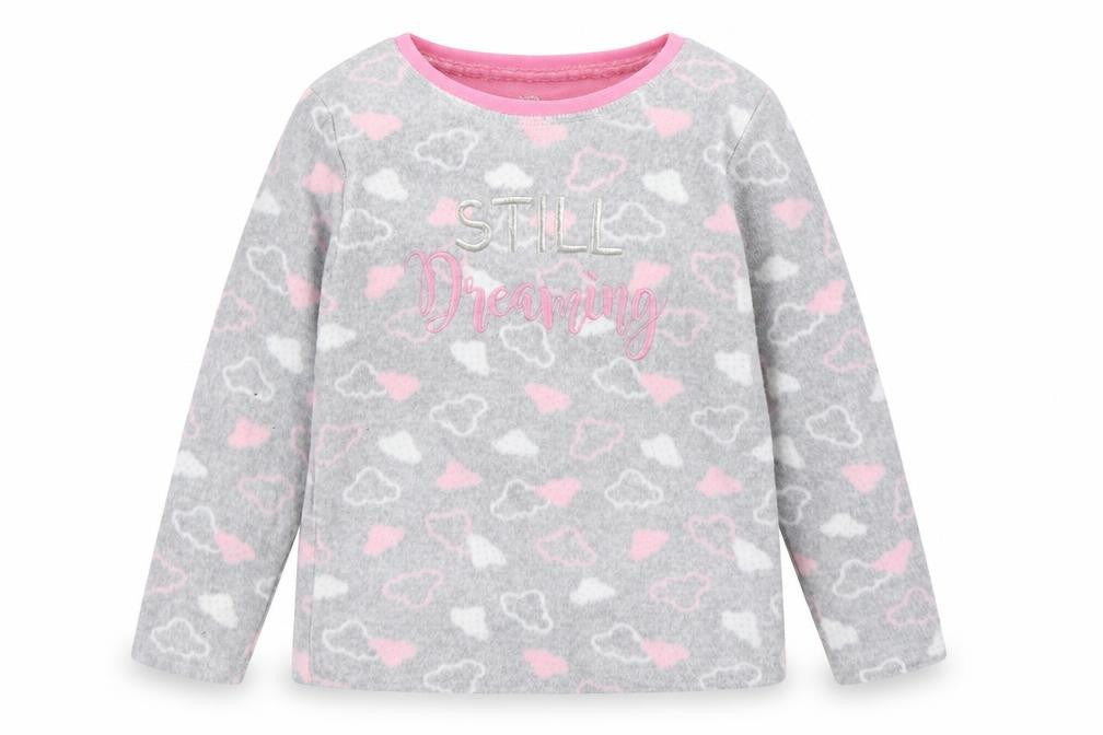 Front view of Primark girls’ grey fleece jumper, size 7, years - pj top