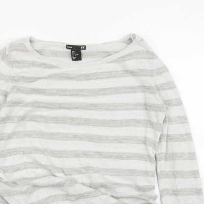 H&M Womens Grey Striped  Pullover Jumper Size S