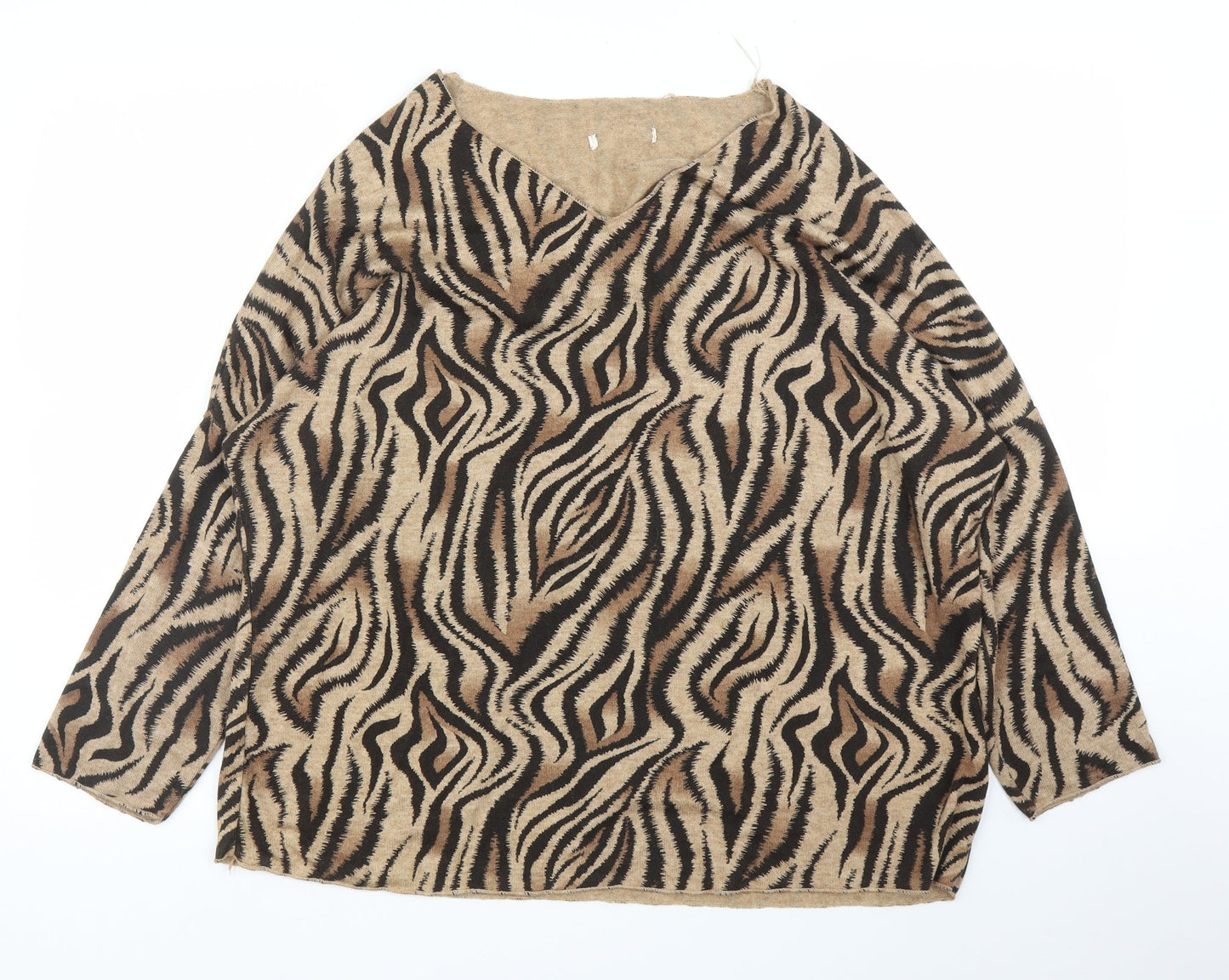 Womens UK Size L Preworn Beige Pullover Jumper