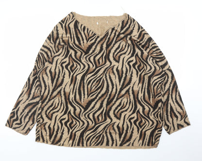 Womens UK Size L Preworn Beige Pullover Jumper