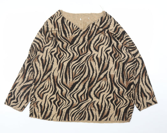 Womens UK Size L Preworn Beige Pullover Jumper