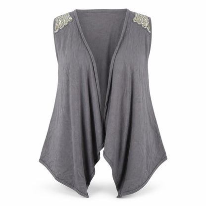 Front view of Papaya women’s grey cardigan jumper, size UK 14